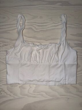 Aritzia Alfred Free White Ruched Crop Tank Top